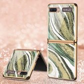 Voor Samsung Galaxy Z Flip 5G GKK Marble Pattern Galvaniseren Painted Glass Case (Marble 13)