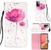 Voor Samsung Galaxy A72 5G 3D Schilderen Horizontale Flip Leren Case met Houder & Kaartsleuf & Portemonnee & Lanyard (Roze Bloem)