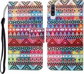 Voor Samsung Galaxy A50 / A30s Gekleurde tekening patroon Horizontale flip lederen tas met houder & kaartsleuven & portemonnee & lanyard (tribale etnische stijl)