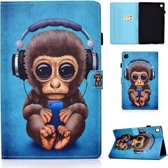Voor Lenovo Tab M10 Plus TB-X606 Gekleurde tekeningstiksels Horizontale flip lederen tas, met houder en kaartsleuven en slaap- / wekfunctie (hoofdtelefoon aap)