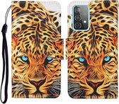 Voor Samsung Galaxy A52 5G / 4G Gekleurde Tekening Patroon Horizontale Flip Leren Case met Houder & Kaartsleuven & Portemonnee & Lanyard (Geel Luipaard)