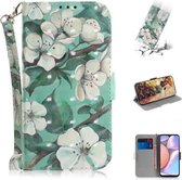 Voor Galaxy A10s 3D Gekleurde Tekening Horizontale Flip Leren Case met Houder & Kaartsleuf & Portemonnee & Lanyard (Aquarel Bloem)