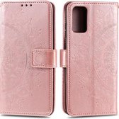 Voor Samsung Galaxy M31s Totem Bloem Reliëf Horizontale Flip TPU + PU Leren Case met Houder & Kaartsleuven & Portemonnee (Rose Goud)