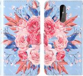 Voor Nokia 3.2 3D-schilderij Gekleurd tekeningpatroon Horizontaal Flip TPU + PU-lederen hoes met houder & kaartsleuven & portemonnee & lanyard (gekleurde bloemen)