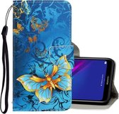 Voor Huawei Y6 2019 3D Gekleurde Tekening Horizontale Flip PU Leather Case met Houder & Kaartsleuven & Portemonnee (jade Vlinder)
