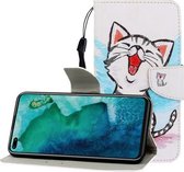 Voor Huawei Honor V30 / V30 Pro Gekleurde Tekening Horizontale Flip Leren Case met Houder & Kaartsleuf & Portemonnee (Rode Mond Kat)