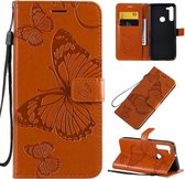 Voor Motorola Moto G8 3D Vlinders Embossing Patroon Horizontale Flip Leren Case met Houder & Kaartsleuf & Portemonnee & Lanyard (Oranje)