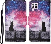 Voor Huawei P40 lite Gekleurde Tekening Patroon Horizontale Flip Leren Case met Houder & Kaartsleuven & Portemonnee & Lanyard (Sterrenkat)