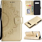 Voor V60 ThinQ 5G Totem Bloem Reliëf Horizontale Flip TPU + PU Leather Case met Houder & Kaartsleuven & Portemonnee (Goud)