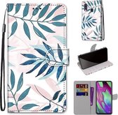 Voor Samsung Galaxy A40 Gekleurde Tekening Cross Textuur Horizontale Flip PU Lederen Case met Houder & Kaartsleuven & Portemonnee & Lanyard (Roze Groene Naalden)