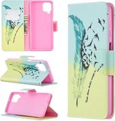 Voor Samsung Galaxy A12 Gekleurde Tekening Patroon Horizontale Flip Leren Case met Houder & Kaartsleuven & Portemonnee (Veer)