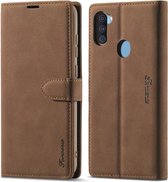 Voor Samsung Galaxy A11 Forwenw F1 Serie Mat Sterk Magnetisme Horizontale Flip Leren Case met Houder & Kaartsleuven & Portemonnee & Fotolijst (Bruin)