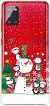 Voor Samsung Galaxy A31 Christmas Series Clear TPU beschermhoes (Penguin Family)