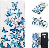 Gekleurde tekening marmer patroon horizontale flip PU lederen tas met houder & kaartsleuven & portemonnee voor LG G8 ThinQ / G8 (kleine vlinders)