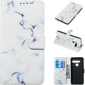 Gekleurde tekening marmer patroon horizontale flip PU lederen tas met houder & kaartsleuven & portemonnee voor LG G8 ThinQ / G8 (wit)