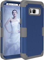 Voor Galaxy S8 Dropproof 3 in 1 siliconen hoes voor mobiele telefoon (donkerblauw)