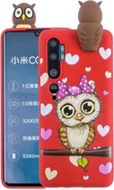 Voor Xiaomi Mi Note 10 schokbestendige cartoon TPU beschermhoes (rode uil)