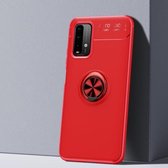 Voor Xiaomi Poco M3 / Redmi Note9 4G metalen ringhouder 360 graden roterende TPU-hoes (rood + rood)