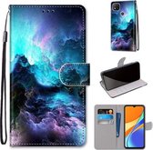 Voor Geschikt voor Xiaomi Redmi 9C Gekleurde Tekening Cross Textuur Horizontale Flip PU Lederen Case met Houder & Kaartsleuven & Portemonnee & Lanyard (Kleurrijke Wolken)