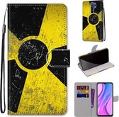 Voor Xiaomi Redmi 9 Gekleurde Tekening Cross Textuur Horizontale Flip PU Lederen Case met Houder & Kaartsleuven & Portemonnee & Lanyard (Geel Zwart Logo)