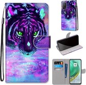 Voor Xiaomi Mi 10T 5G / 10T Pro 5G / Redmi K30s Gekleurde tekening Cross Texture Horizontale flip PU lederen hoes met houder & kaartsleuven & portemonnee & lanyard (Tiger Drinkwater)