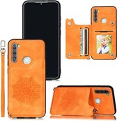 Voor Xiaomi Redmi Note 8 Mandala reliëf PU + TPU-hoesje met houder & kaartsleuven & fotolijst & riem (geel)