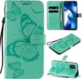Voor Xiaomi Mi 10 Lite 5G 3D Vlinders Embossing Patroon Horizontale Flip Leren Case met Houder & Kaartsleuf & Portemonnee & Lanyard (Groen)