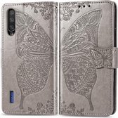 Butterfly Love Flowers Embossing Horizontale Flip Leather Case voor Xiaomi Mi CC9e met houder & kaartsleuven & portemonnee & lanyard (grijs)