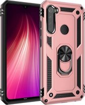 Voor Geschikt voor Xiaomi Redmi Note 8 Armor Shockproof TPU + PC beschermhoes met 360 graden rotatiehouder (rose goud)