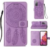 Voor Samsung Galaxy S20 FE 5G Dream Catcher Afdrukken Horizontale Flip Leren Case met Houder & Kaartsleuven & Portemonnee & Lanyard (Paars)