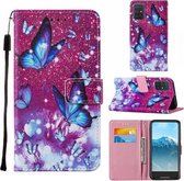Voor Samsung Galaxy A71 Cross Texture Painting Pattern Horizontale Flip Leather Case met houder & kaartsleuven & portemonnee & lanyard (paarse vlinder)