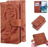 Voor Samsung Galaxy S20 Tiger Embossing Pattern Horizontale Flip lederen tas met houder & kaartsleuven & portemonnee (bruin)