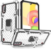 Voor Samsung Galaxy A01 Cool Armor PC + TPU schokbestendig hoesje met 360 graden rotatie ringhouder (zilver)