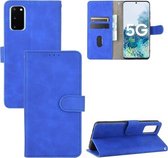 Voor Samsung Galaxy S20 5G Effen Kleur Huidgevoel Magnetische Gesp Horizontale Flip Kalfsstructuur PU Lederen Case met Houder & Kaartsleuven & Portemonnee (Blauw)