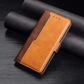 Retro textuur contrasterende kleur zijgesp horizontale flip lederen tas met houder & kaartsleuven & portemonnee voor iPhone 8 Plus / 7 Plus (bruin)
