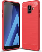 Samsung Galaxy A6 (2018) Hoesje - Mobigear - Brushed Serie - TPU Backcover - Rood - Hoesje Geschikt Voor Samsung Galaxy A6 (2018)