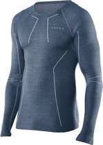 FALKE technisch wool-tech O-hals long sleeve blauw - L