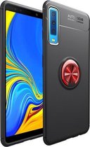 Schokbestendig TPU-hoesje voor Galaxy A7 (2018), met houder (zwart rood)