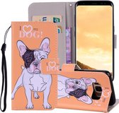 Hearted Dog Pattern Gekleurde tekening Horizontale leren flip-hoes voor Galaxy S8 Plus, met houder en kaartsleuven en portemonnee en draagkoord