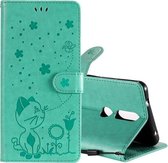 Voor Nokia 2.4 Cat Bee Embossing Pattern Schokbestendige horizontale flip lederen tas met houder & kaartsleuven & portemonnee (groen)