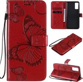 Voor Huawei Honor Play 4T Pro 3D Vlinders Embossing Patroon Horizontale Flip Leren Case met Houder & Kaartsleuf & Portemonnee (Rood)