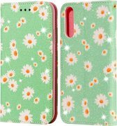 Voor Huawei Y8P (2020) Glinsterende Daisy Magnetische Horizontale Flip Leren Case met Houder & Kaartsleuven & Fotolijst (Groen)