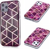 Voor iPhone 11 Pro Plating Marble Pattern Soft TPU beschermhoes (paars)