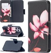 Voor iPhone 12/12 Pro Gekleurd tekeningpatroon Horizontaal lederen flip-hoesje met houder & kaartsleuven en portemonnee (Lotus)