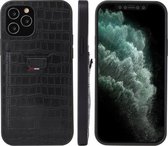Voor iPhone 12 Pro Max Fierre Shann Crocodile Texture PU lederen beschermhoes met kaartsleuf (zwart)