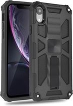 Voor iPhone XR schokbestendige TPU + pc magnetische beschermhoes met houder (zwart)