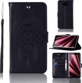 Windgong Uil Embossing Patroon Horizontale Flip lederen tas met houder & kaartsleuven & portemonnee voor Sony Xperia 10 (zwart)