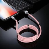 USB naar 8-pins lichtgevende magnetische aantrekkingskracht datakabel, lengte: 1 m (roze)
