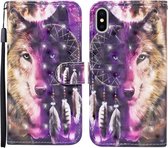 Voor iPhone XS Max 3D Geschilderd Patroon Horizontale Flip Leren Case met Houder & Portemonnee & Kaartsleuf & Lanyard (Wind Chime Wolf)