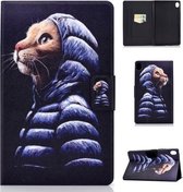 Voor Huawei MediaPad M6 10.8 Gekleurde Tekening Elektrisch Geperst Horizontale Flip Leren Case, met Houder & Kaartsleuven (Gele Kat)